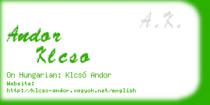 andor klcso business card